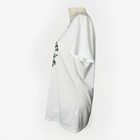 Nike Dri Fit UofO Oregon NCAA Ducks White SS V-Neck T-Shirt Womens LG Puddles - Picture 2 of 5